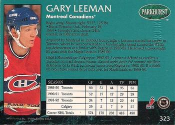 1992-93 Parkhurst - Emerald Ice #323 Gary Leeman Back