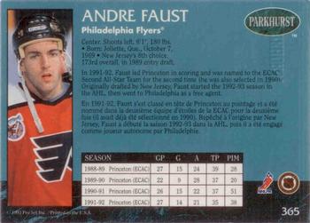 1992-93 Parkhurst - Emerald Ice #365 Andre Faust Back