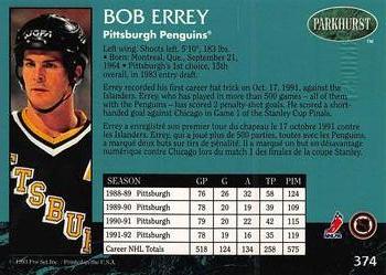 1992-93 Parkhurst - Emerald Ice #374 Bob Errey Back