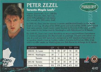 1992-93 Parkhurst - Emerald Ice #410 Peter Zezel Back
