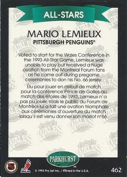 1992-93 Parkhurst - Emerald Ice #462 Mario Lemieux Back