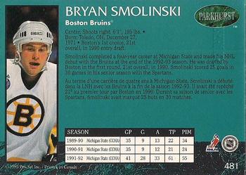 1992-93 Parkhurst - Emerald Ice #481 Bryan Smolinski Back