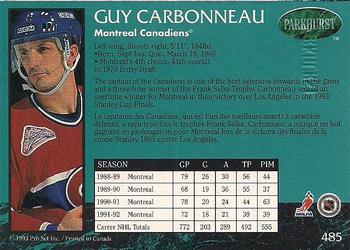 1992-93 Parkhurst - Emerald Ice #485 Guy Carbonneau Back
