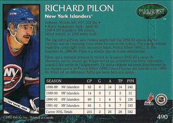 1992-93 Parkhurst - Emerald Ice #490 Rich Pilon Back