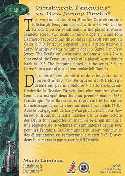 1992-93 Parkhurst - Emerald Ice #498 Mario Lemieux Back