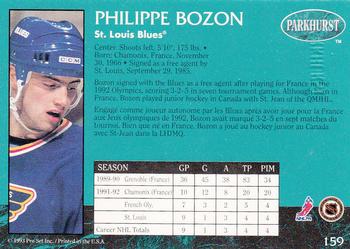 1992-93 Parkhurst - Emerald Ice #159 Philippe Bozon Back
