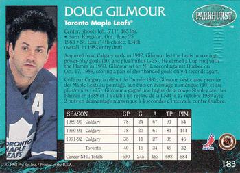 1992-93 Parkhurst - Emerald Ice #183 Doug Gilmour Back