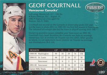 1992-93 Parkhurst - Emerald Ice #189 Geoff Courtnall Back