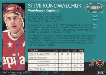 1992-93 Parkhurst - Emerald Ice #202 Steve Konowalchuk Back