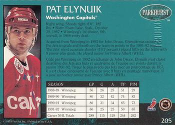 1992-93 Parkhurst - Emerald Ice #205 Pat Elynuik Back