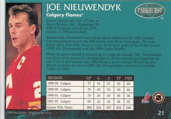 1992-93 Parkhurst - Emerald Ice #21 Joe Nieuwendyk Back