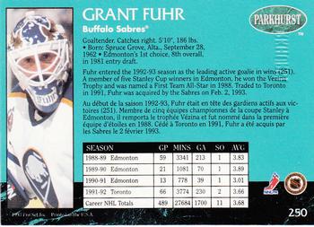 1992-93 Parkhurst - Emerald Ice #250 Grant Fuhr Back