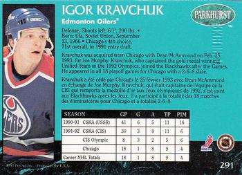 1992-93 Parkhurst - Emerald Ice #291 Igor Kravchuk Back