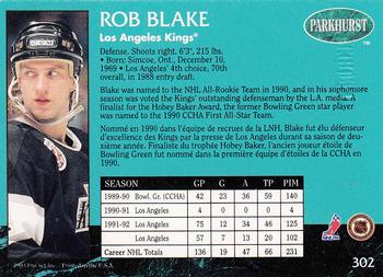 1992-93 Parkhurst - Emerald Ice #302 Rob Blake Back