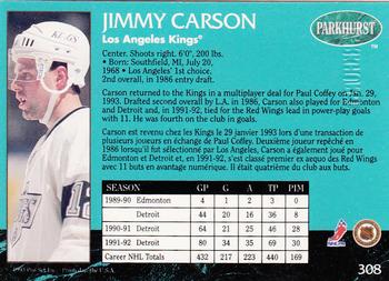 1992-93 Parkhurst - Emerald Ice #308 Jimmy Carson Back