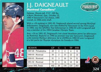 1992-93 Parkhurst - Emerald Ice #324 J.J. Daigneault Back