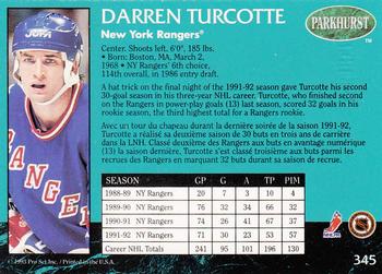 1992-93 Parkhurst - Emerald Ice #345 Darren Turcotte Back