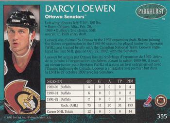 1992-93 Parkhurst - Emerald Ice #355 Darcy Loewen Back