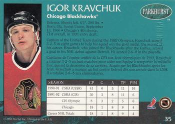 1992-93 Parkhurst - Emerald Ice #35 Igor Kravchuk Back