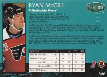 1992-93 Parkhurst - Emerald Ice #366 Ryan McGill Back