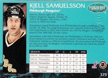 1992-93 Parkhurst - Emerald Ice #373 Kjell Samuelsson Back