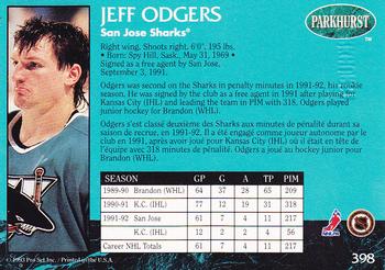 1992-93 Parkhurst - Emerald Ice #398 Jeff Odgers Back
