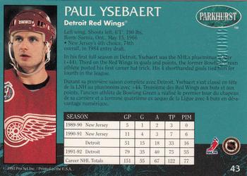 1992-93 Parkhurst - Emerald Ice #43 Paul Ysebaert Back