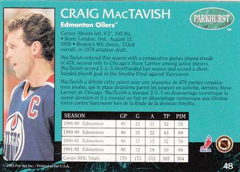 1992-93 Parkhurst - Emerald Ice #48 Craig MacTavish Back