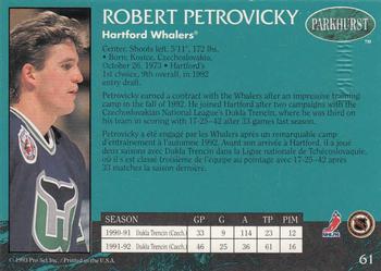 1992-93 Parkhurst - Emerald Ice #61 Robert Petrovicky Back