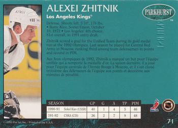 1992-93 Parkhurst - Emerald Ice #71 Alexei Zhitnik Back