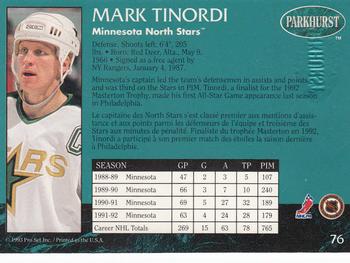 1992-93 Parkhurst - Emerald Ice #76 Mark Tinordi Back
