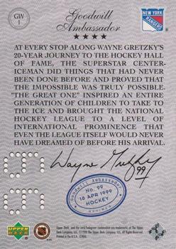 1999 Upper Deck Wayne Gretzky Living Legend - Goodwill Ambassador #GW1 Wayne Gretzky Back