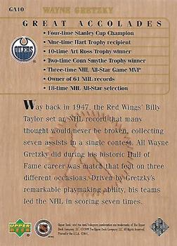 1999 Upper Deck Wayne Gretzky Living Legend - Great Accolades #GA10 Most Assists One Game: 7 Back