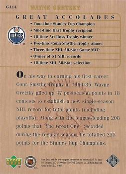 1999 Upper Deck Wayne Gretzky Living Legend - Great Accolades #GA14 Most Points One Season including Playoffs: 255 Back