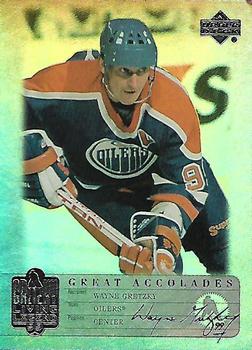 1999 Upper Deck Wayne Gretzky Living Legend - Great Accolades #GA19 Highest Season Points-per-Game Average: 2.77 Front