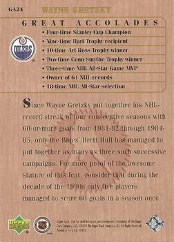 1999 Upper Deck Wayne Gretzky Living Legend - Great Accolades #GA24 Most Consecutive 60-or-more Goal Seasons: 4 Back