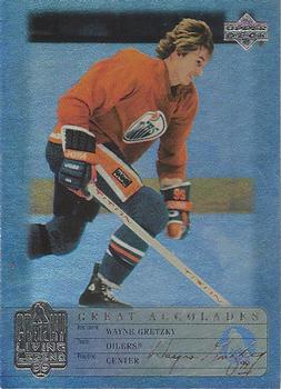 1999 Upper Deck Wayne Gretzky Living Legend - Great Accolades #GA24 Most Consecutive 60-or-more Goal Seasons: 4 Front