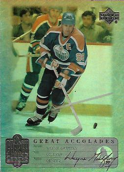 1999 Upper Deck Wayne Gretzky Living Legend - Great Accolades #GA31 Longest Consecutive Point Scoring Streak from Start of Season: 51 Front