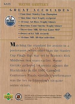 1999 Upper Deck Wayne Gretzky Living Legend - Great Accolades #GA35 Most Assists One Playoff Series: 14 Back
