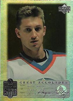 1999 Upper Deck Wayne Gretzky Living Legend - Great Accolades #GA35 Most Assists One Playoff Series: 14 Front