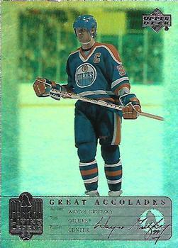 1999 Upper Deck Wayne Gretzky Living Legend - Great Accolades #GA36 Most Assists in Stanley Cup Finals: 10 Front