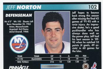 1992-93 Pinnacle #102 Jeff Norton Back