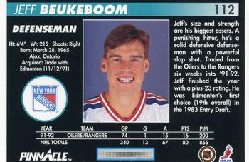 1992-93 Pinnacle #112 Jeff Beukeboom Back