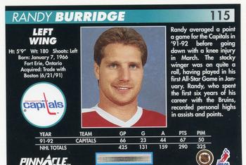 1992-93 Pinnacle #115 Randy Burridge Back