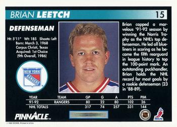 1992-93 Pinnacle #15 Brian Leetch Back