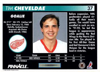 1992-93 Pinnacle #37 Tim Cheveldae Back