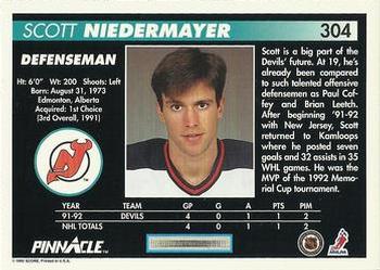 1992-93 Pinnacle #304 Scott Niedermayer Back