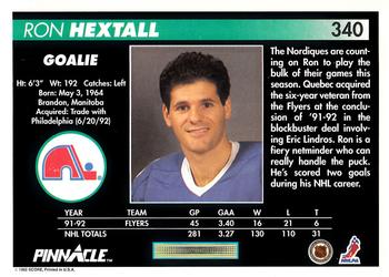 1992-93 Pinnacle #340 Ron Hextall Back