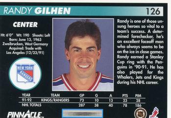 1992-93 Pinnacle #126 Randy Gilhen Back