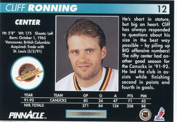 1992-93 Pinnacle #12 Cliff Ronning Back